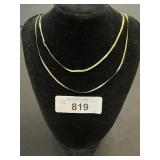 (2) 14k Gold Chained Necklaces.