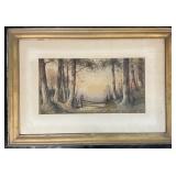 Signed & Framed Watercolor Landscape Painting.