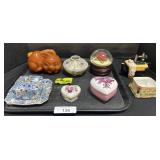Vintage Trinket boxes, Music Boxes, Bunny Candle.