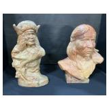 Swirl Layered Clay & Resin Native American Busts.