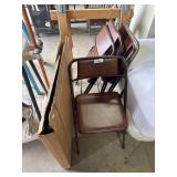 Vtg Upholstered Folding Card Table & Chairs.