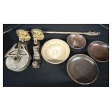 VTG Redware Dishes, Cast Iron Book Ends.