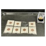Gold Plated Half Dollar & Uncirculated Pennies.