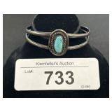 Sterling Silver Turquoise Cuff Bangle Bracelet.