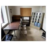 Magazine Rack, Folding Table, and Chairs.*