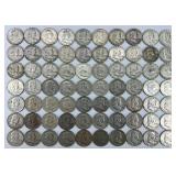 63 90% Silver Franklin Half Dollars.