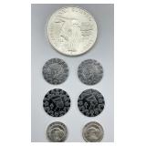 Fine Silver 1/20-1/10 Troy Oz & Olympiad Rounds.