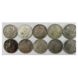 10 90% Silver 1921 Morgan Dollars.
