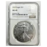 NGC MS 69 Fine Silver 2025 Eagle $1.