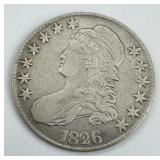 90% Silver 1826 Capped Bust Half Dollar.