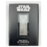 3oz Fine Silver 2022 Star Wars Han Solo $10 Bar.