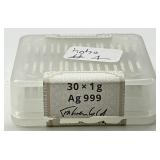 30 1g Fine Silver German Geiger Bar Mint Box.