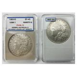 2 90% Silver 1883-O Morgan Dollars.