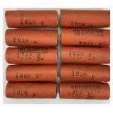 10 90% Silver $10 1958-P Quarter Rolls.