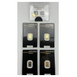 5 1g .999 Fine Gold Bars.