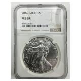 NGC MS 69 Fine Silver 2016 Eagle $1.