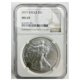 NGC MS 69 Fine Silver 2015 Eagle $1.