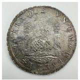 Colonial Silver 1735 Spanish Reales Coin Artifact.