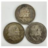 3 90% Silver 1893 Colombian Commemorative Halves.