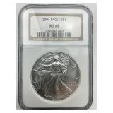 NGC MS 69 Fine Silver 2004 Eagle $1.