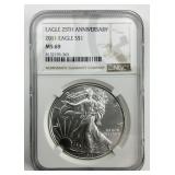NGC MS 69 Fine Silver 2011 Anniversary Eagle $1.