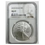 NGC MS 69 Fine Silver 2010 Eagle $1.