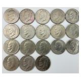 18 40% Silver Clad 1971-1978 Eisenhower Dollars.
