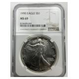NGC MS 69 Fine Silver 1990 Eagle $1.