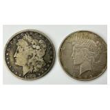 90% Silver 1900-O Morgan & 1922 Peace Dollars.