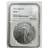 NGC MS 69 Fine Silver 2022 Eagle $1.