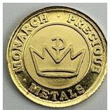 1/4g .999 Fine Gold Monarch Metals Coin.
