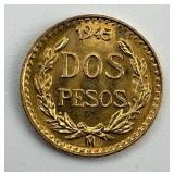 1945 Mexico Dos Pesos Gold Coin.