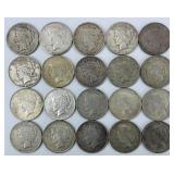 20 90% Silver 1922 Peace Dollars.