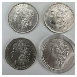 4 90% Silver Morgan Dollars.