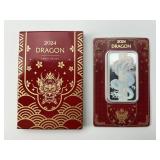 .999 Fine Silver 50g Lunar Series Dragon Bar.