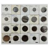20 Foreign Coins & Tokens Dated 1816-1850.