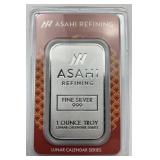 New 1 Troy Oz Fine Silver 2025 Asahi Refining Bar.