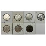 7 90% Silver German WWII 5 Reichsmark Coins.