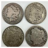 4 90% Silver 1883-1897 Morgan Dollars.
