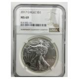 NGC MS 69 Fine Silver 2017 Eagle $1.