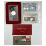 40% Silver Set, Proof Dollar, Coin & Stamp Sets.