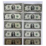 34 Green Seal $2 & 34 $1, 2 Blue Seal $1.