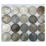 20 90% Silver 1922-1924 Peace Dollars.