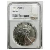 NGC MS 69 Fine Silver 1997 Eagle $1.