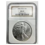 NGC MS 69 Fine Silver 1996 Eagle $1.