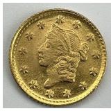 90% Gold 1853 Liberty Head Dollar Coin.