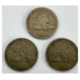 3 1857 & 1858 Flying Eagle Cents.