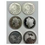6 1 Troy Oz Fine Silver Rounds.