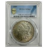 PCGS MS64 90% Silver 1889 Morgan Dollar.