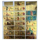 39 24KT Gold Leaf Novelty Fantasy Banknotes.